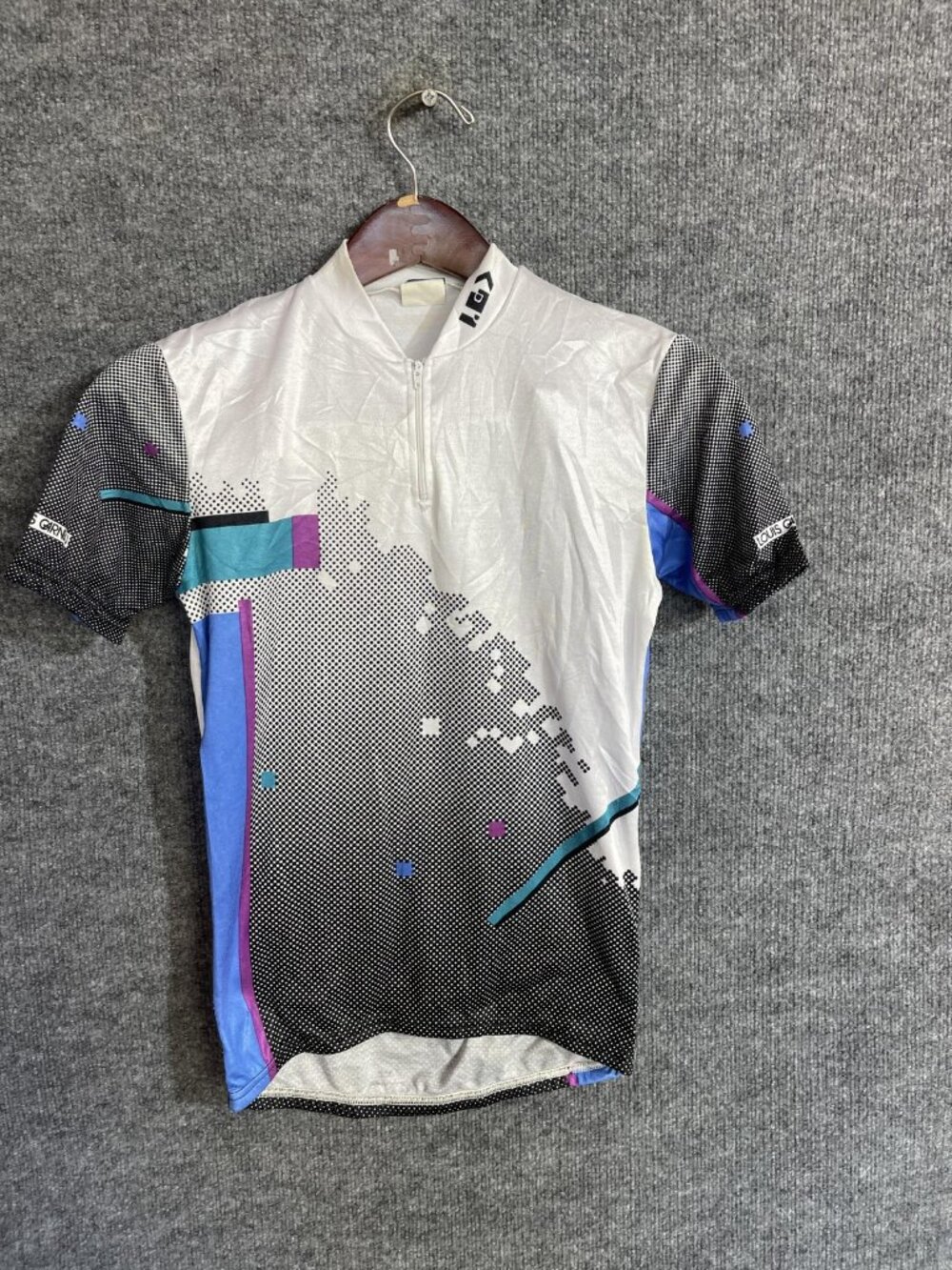 Vintage Louis Garneau Cycling Jersey Mens XS Multicolor 1/4 Zip Short Sleeve